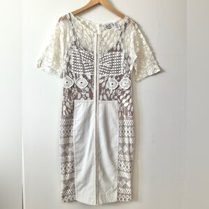 Beguile by Byron Lars White Lace Midi Dress Pencil Skirt